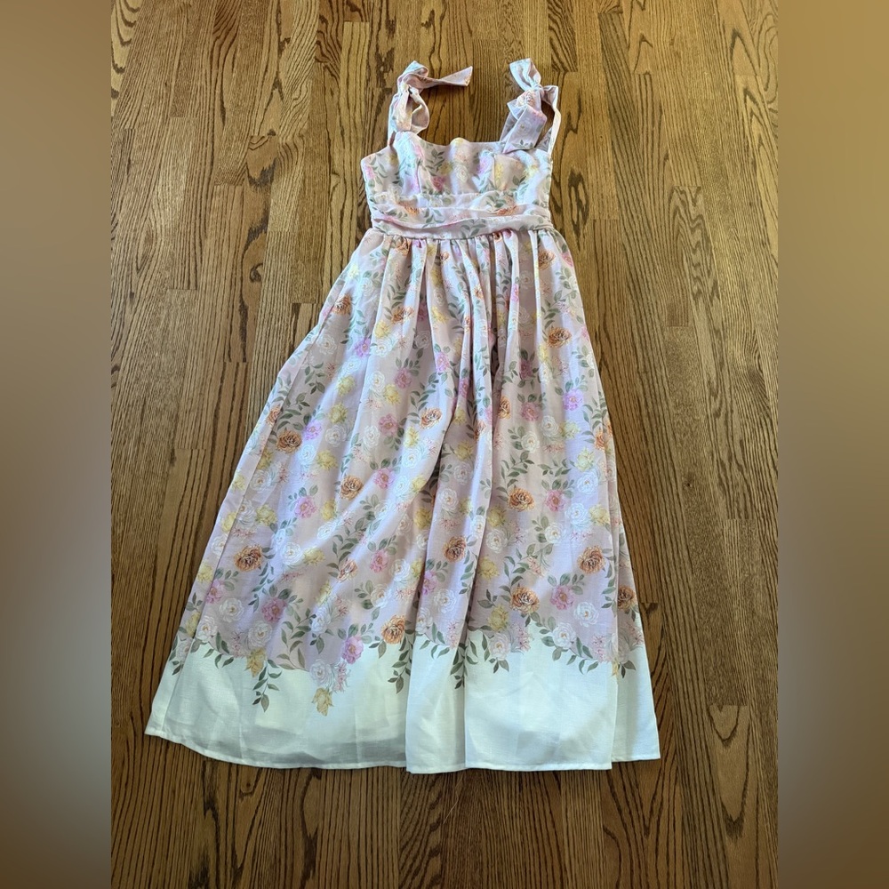 Dua Tied Shoulder Maxi Dress Floral Peach - Picture 6 of 8